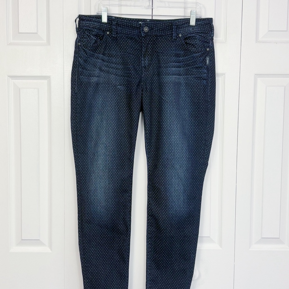 Silver Jeans Dark Rinse Polka Dot Denim Suki Super Skinny Jeans W34